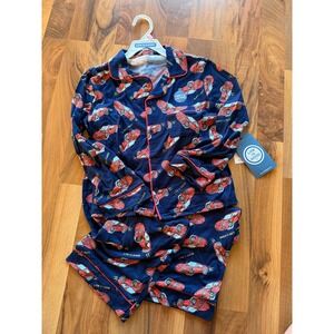 Life is Good Pajama Set Boys 6X Navy Blue Red Sports Car NWT Button Down PJs NEW